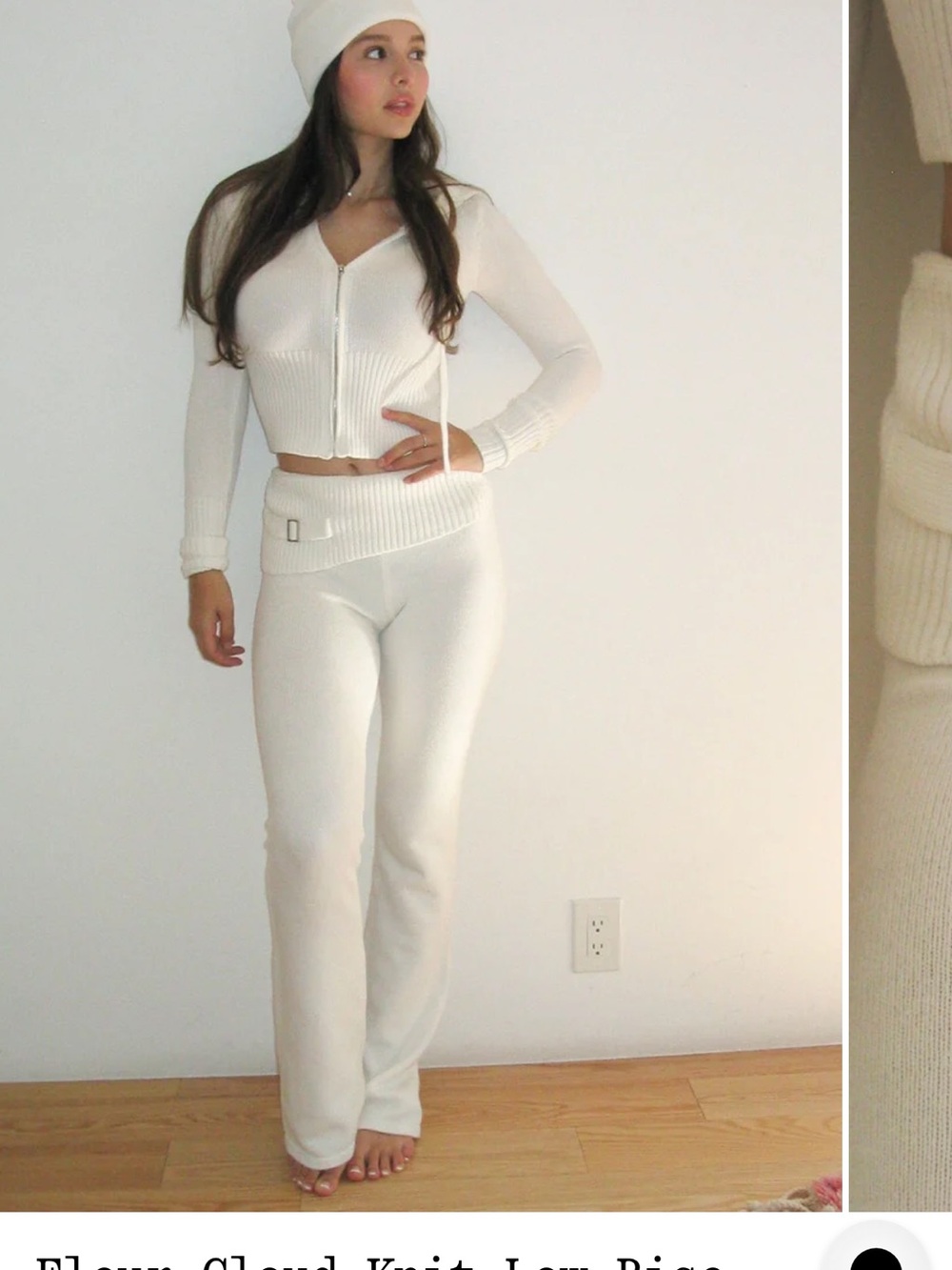 Frankie's Bikinis Snow White fleur cloud knit Low-Rise Pants large nwt - Picture 3 of 10